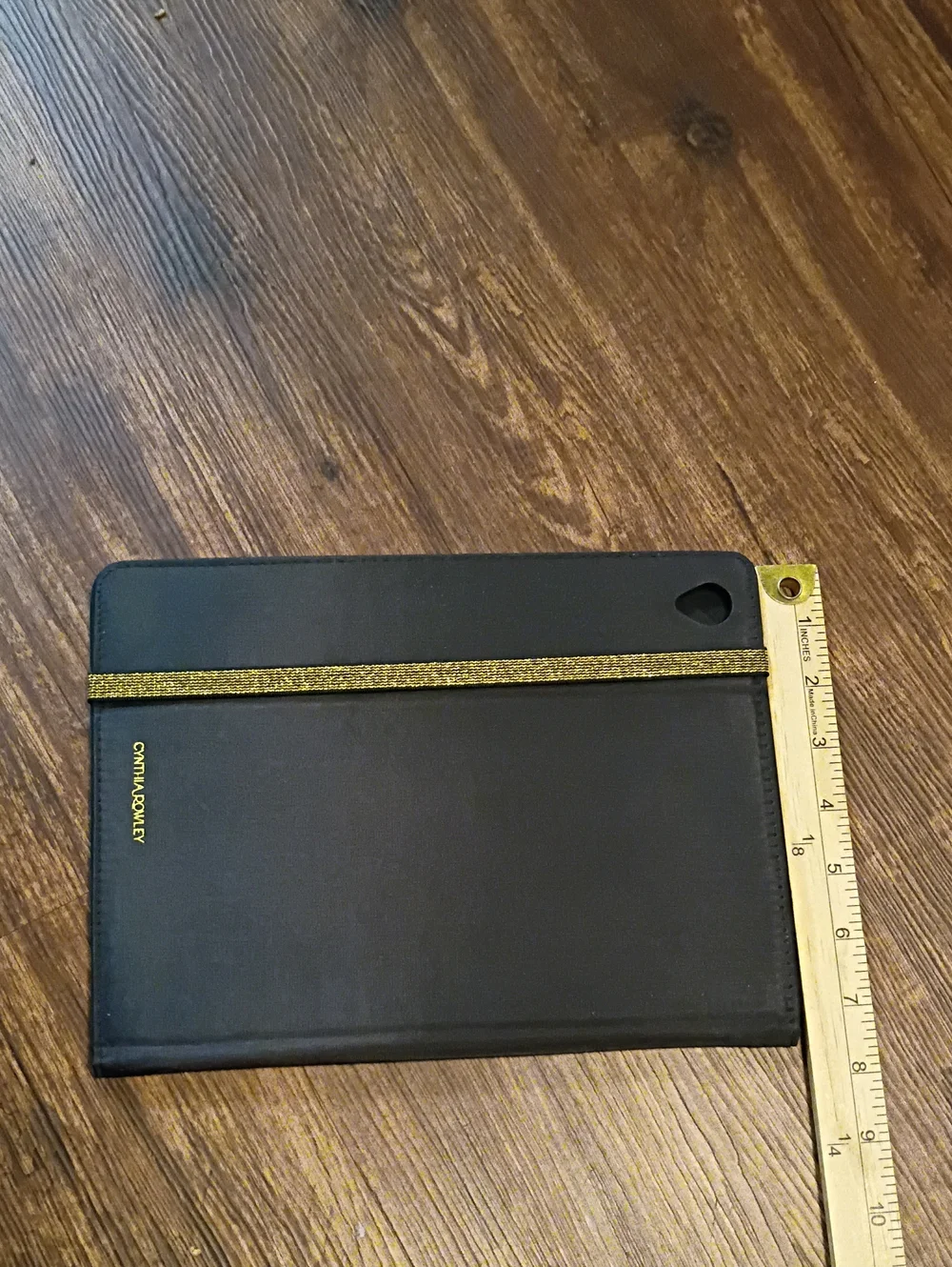 Cynthia Rowley Black Tablet Folio Case with Gold Elastic Office School Career